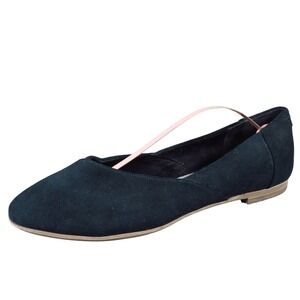 Toms Jutti Neat Women Flat Size 8.5 Casual Professional Black Suede Leather